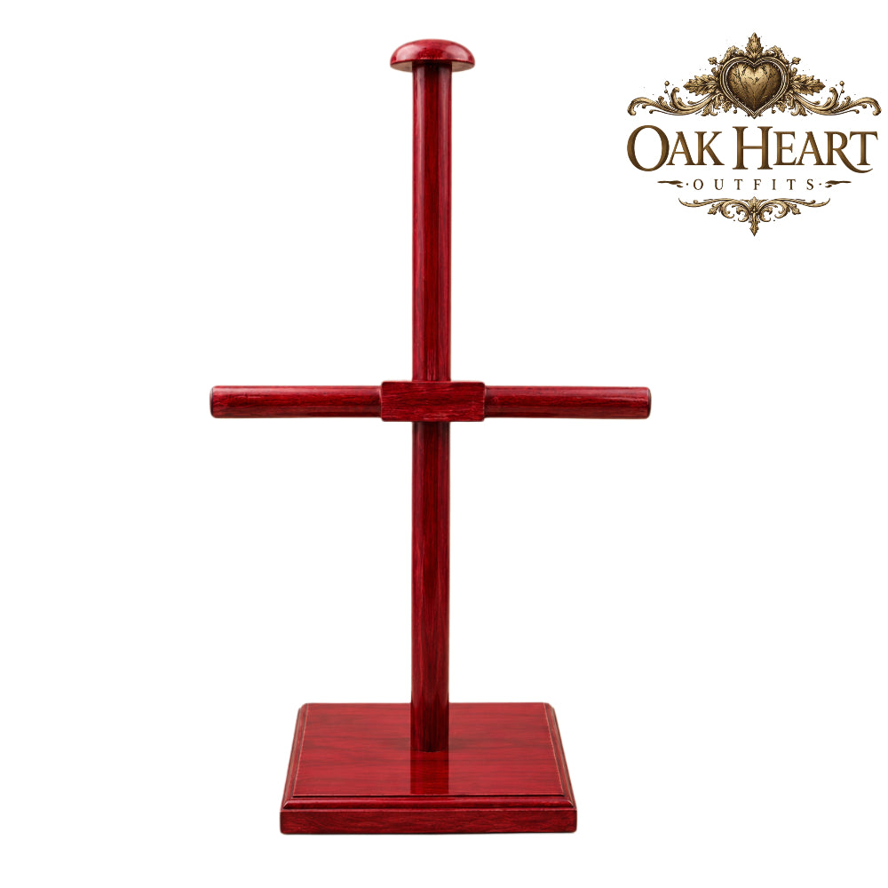 Red Wooden Helmet Stand | Medieval Viking Armor Display