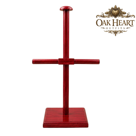 Red Wooden Helmet Stand | Medieval Viking Armor Display