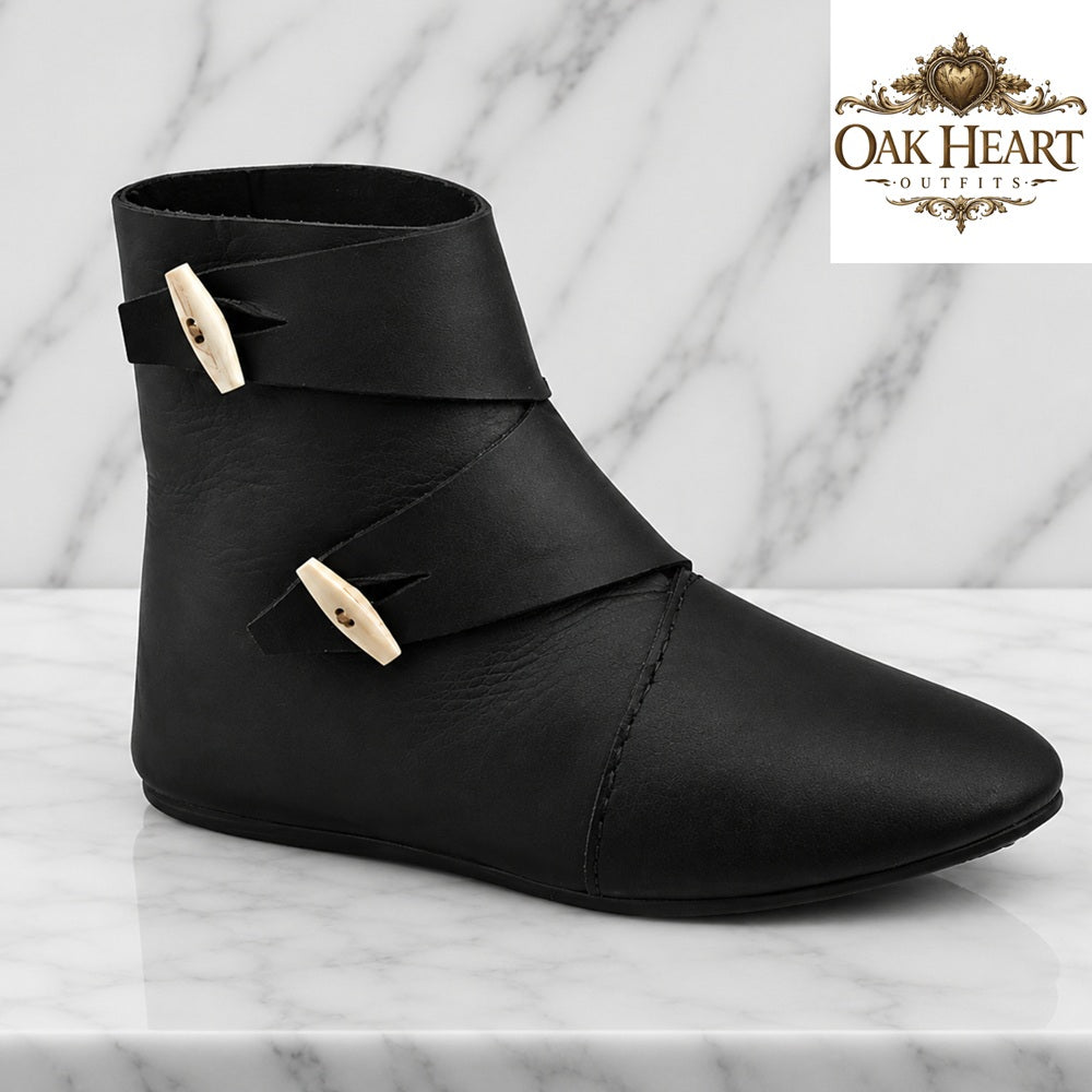 Ravenhold Medieval Leather Ankle Boots – Viking LARP Shoes, Renaissance Faire