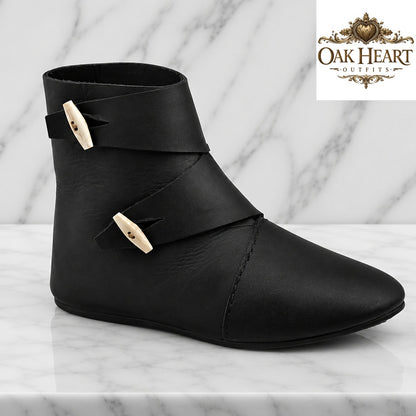 Ravenhold Medieval Leather Ankle Boots – Viking LARP Shoes, Renaissance Faire