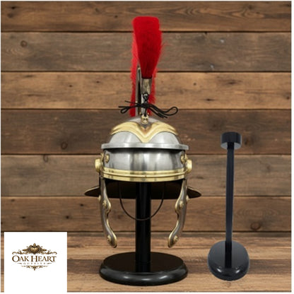 Roman Centurion Helmet Red Plume With Display Stand , New Year Gift