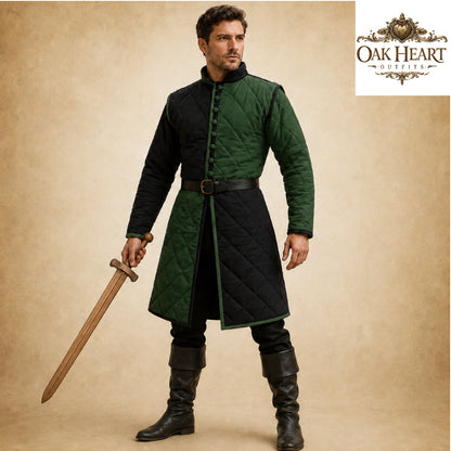 Templar Red & Black Gambeson – Historical Reenactment Armor Coat