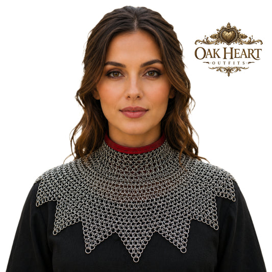 Medieval Chainmail Collar – Handmade Flat Riveted Mail with Solid Washers