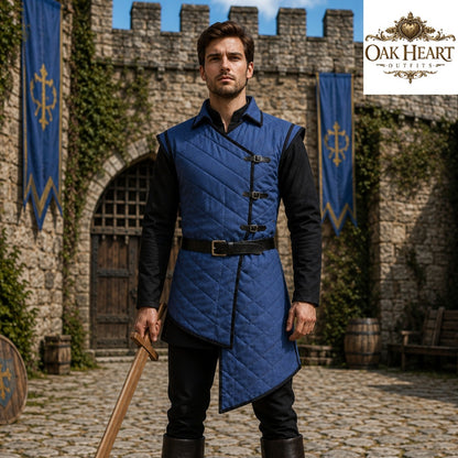Medieval Wine Red Gambeson Armor – Quilted Viking Jacket for LARP,