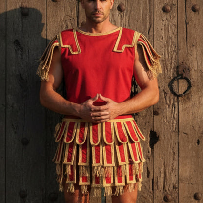 Roman Subarmalis – White Gold Gladiator Tunic, Roman Warrior Costume,