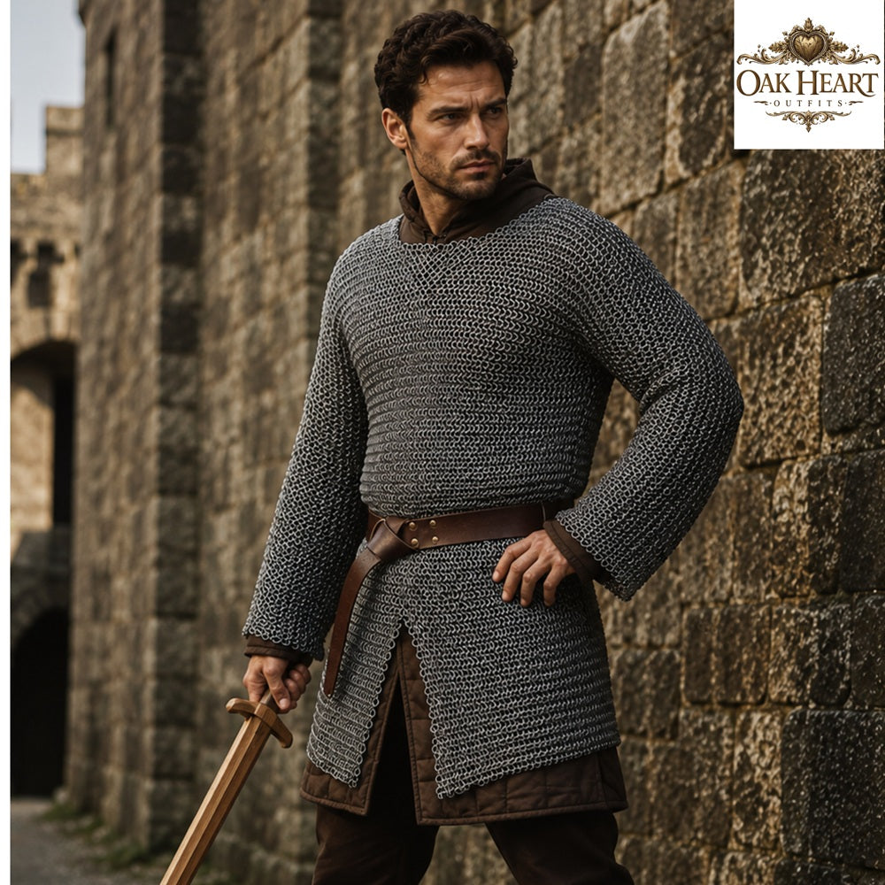 Medieval Viking Chainmail Hauberk – 6MM Round Ring Costume for Events