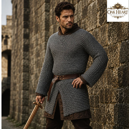 Medieval Viking Chainmail Hauberk – 6MM Round Ring Costume for Events