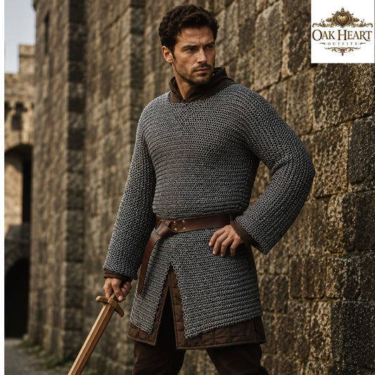 Medieval Viking Chainmail Hauberk – 6MM Round Ring Costume for Events