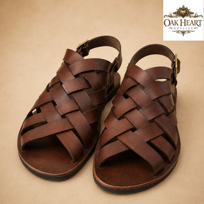 Handmade Roman Greek Sandals – Leather Strappy Flat Shoes