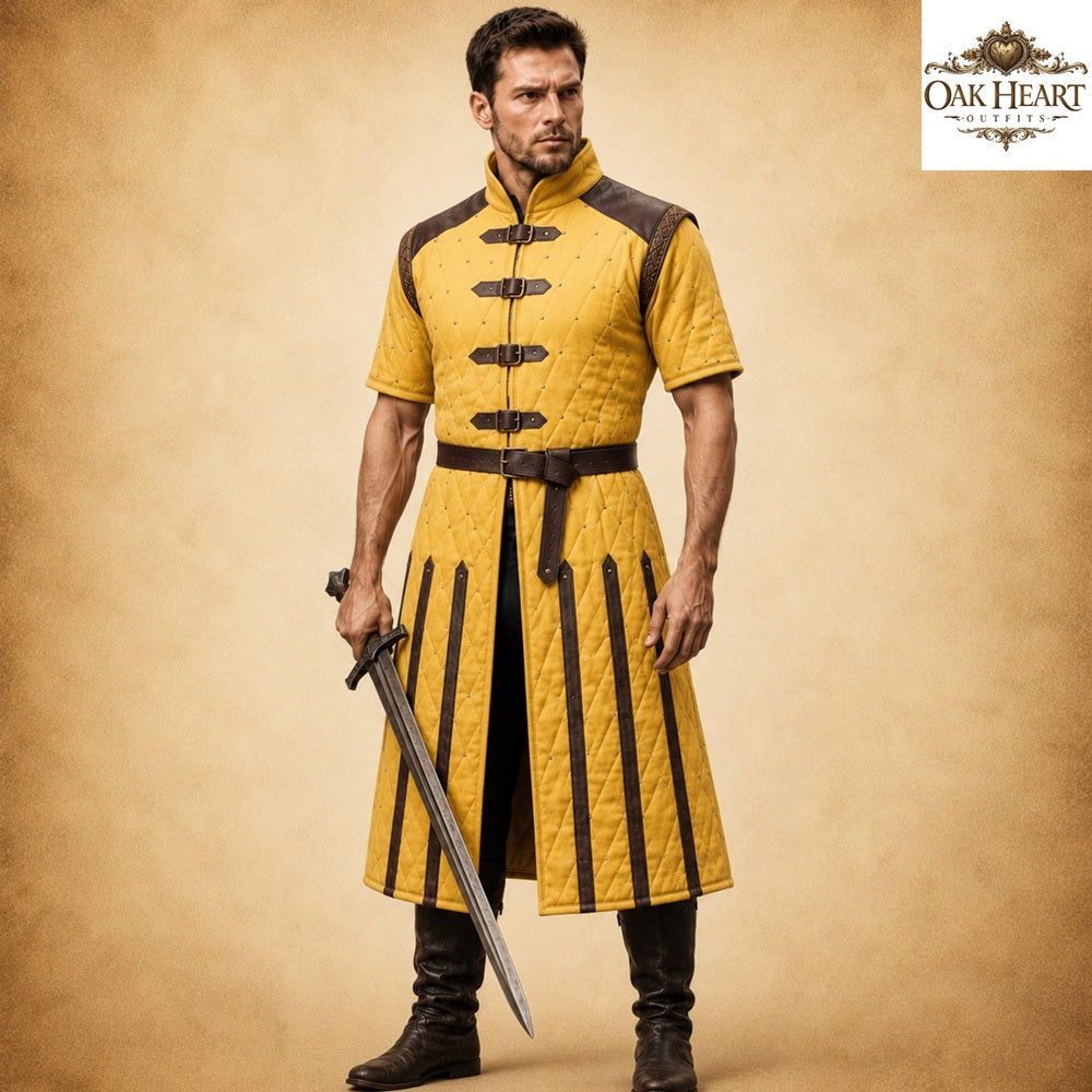 Half Sleeve Medieval Gambeson – Quilted Arming Coat for LARP, SCA & Ren Faire