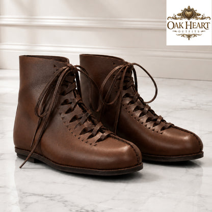 Vindolanda Boots Handmade Leather Viking Shoes, Medieval Ankle Boots for LARP, SCA, Roman Reenactment & Ren Faire