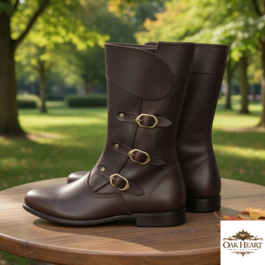 Black Leather Medieval Boots – Viking Shoes for LARP, Ren Faire & Historical