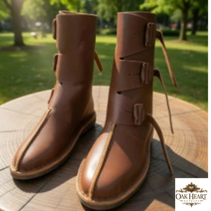 Renaissance Leather Ankle Boots – Handmade Medieval Shoes for LARP & Cosplay