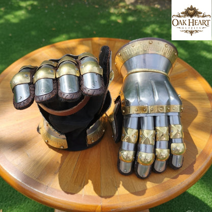 Churburg Hourglass Gauntlets, Mild Steel Armor Gloves, Medieval Knight Gauntlets