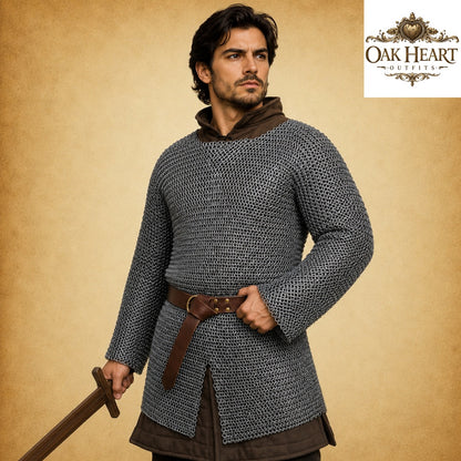 Medieval 8MM Round Ring Chainmail Hauberk – Viking Halloween Armor Costume