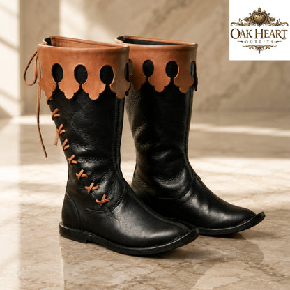 Medieval Leather Boots, Viking LARP Footwear, Renaissance Faire Boots,