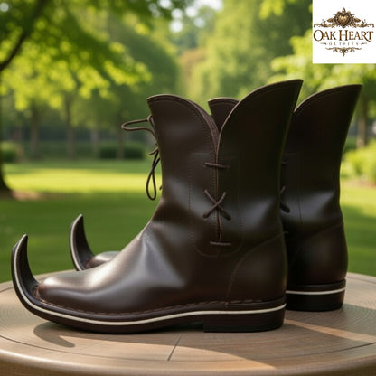Medieval Tulip Boots | Low Poulaines Leather Shoes for LARP & Ren Faire