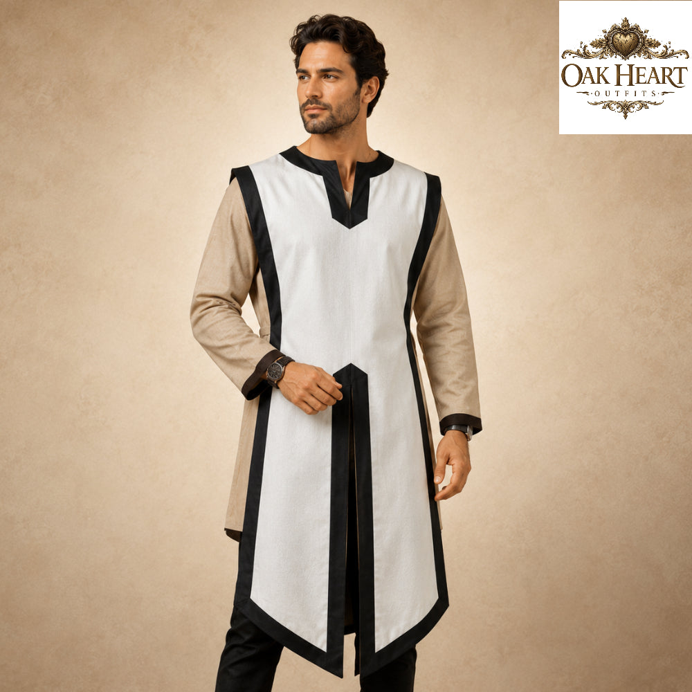 Medieval Cotton Tabard with Side Laces – Crusader Surcoat for LARP & Reenactment
