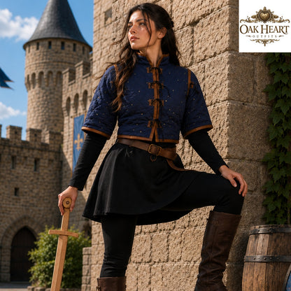 Witcher Cotton Gambeson for Women – Quilted Padded Vest, Medieval Armor