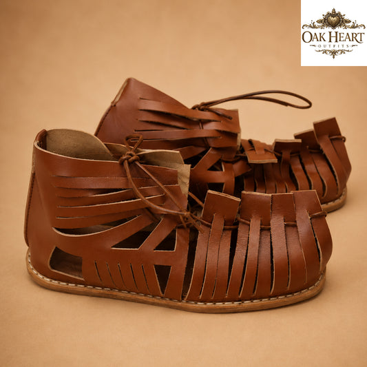 Handcrafted Roman Gladiator Sandals for Men | Brown Leather Lace-Up Summer Sandals |