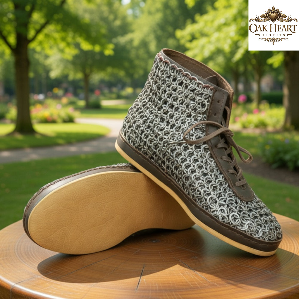 Medieval Chainmail Boots | 9mm Riveted Maille Footwear for LARP & Cosplay