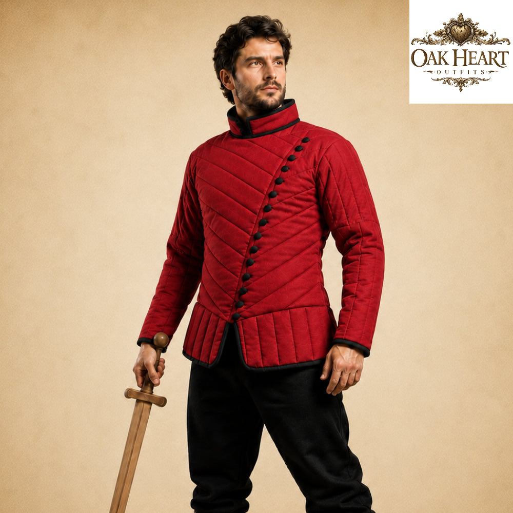 Medieval Asymmetrical Gambeson – Quilted Padded Armor Jacket for LARP