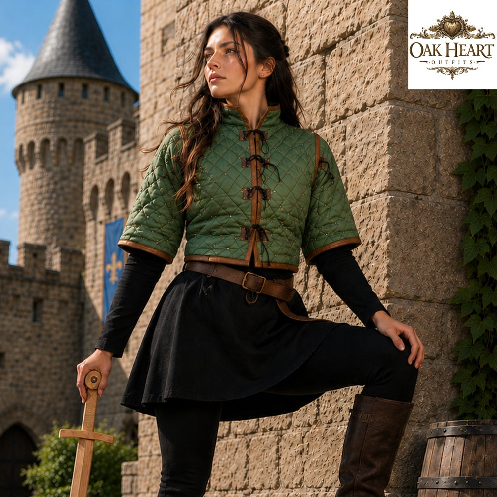 Witcher Cotton Gambeson for Women – Quilted Padded Vest, Medieval Armor