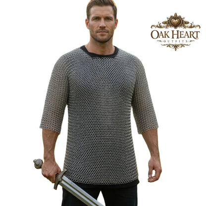 Medieval Aluminum Chainmail Shirt – 9MM Butted Rings, Half Sleeve Haubergeon