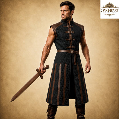 Sleeveless Medieval Gambeson Tunic, Ren Faire Costume, SCA Armor Padding, LARP