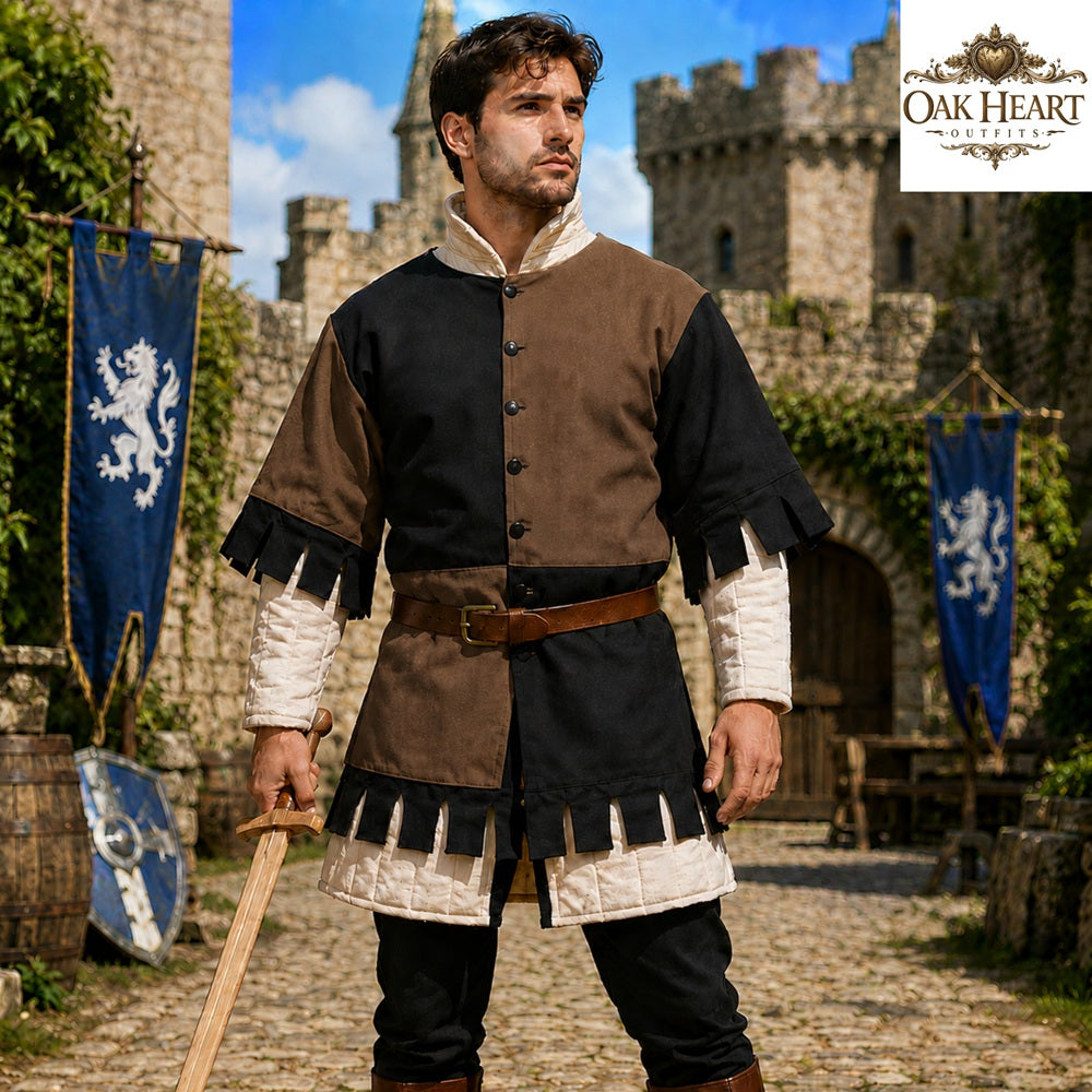 Medieval Cotton Gambeson Yellow Black | Quilted Padded Armor Jacket