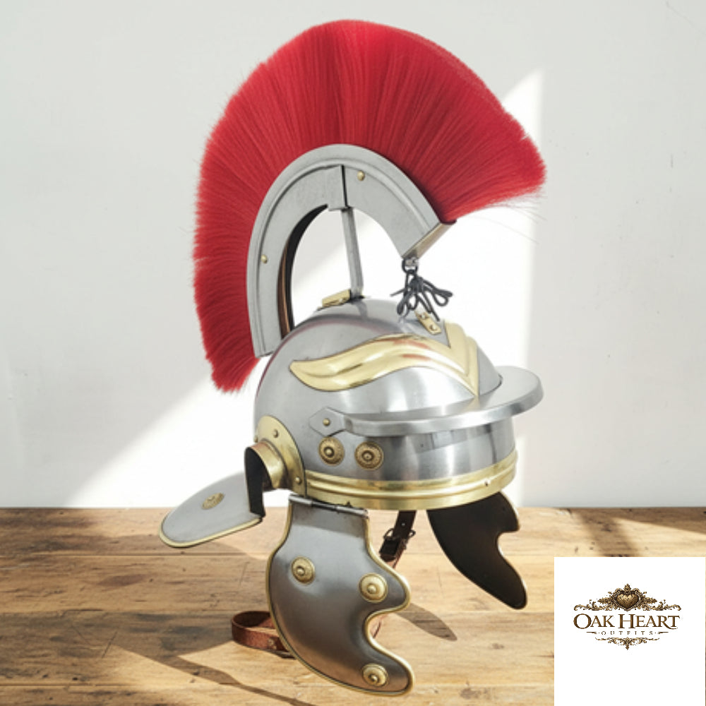 Roman Centurion Helmet Red Plume With Display Stand , New Year Gift