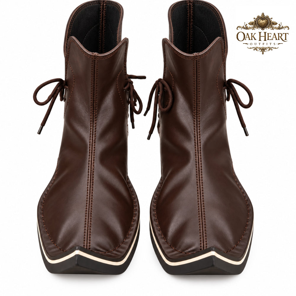 Medieval Leather Boots for Men | Renaissance LARP Boots | Fantasy Pointed Toe Ankle