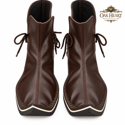 Medieval Leather Boots for Men | Renaissance LARP Boots | Fantasy Pointed Toe Ankle