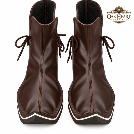Medieval Leather Boots for Men | Renaissance LARP Boots | Fantasy Pointed Toe Ankle