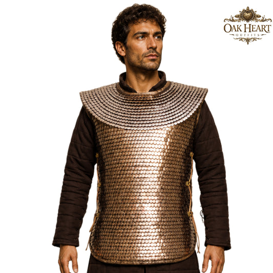 Handmade Roman Lorica Squamata Armor – Brass Scale Centurion Costume for Reenactment & LARP
