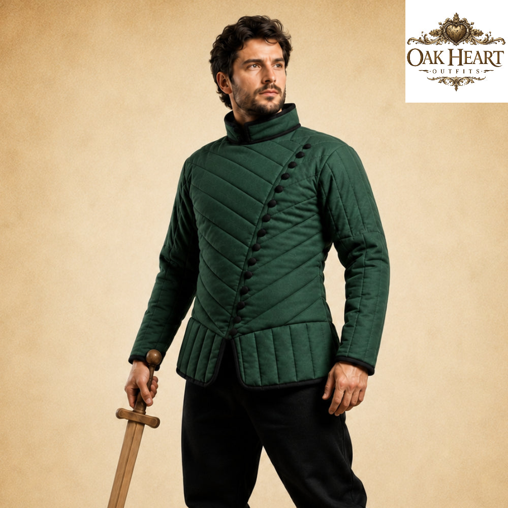 Medieval Asymmetrical Gambeson – Quilted Padded Armor Jacket for LARP