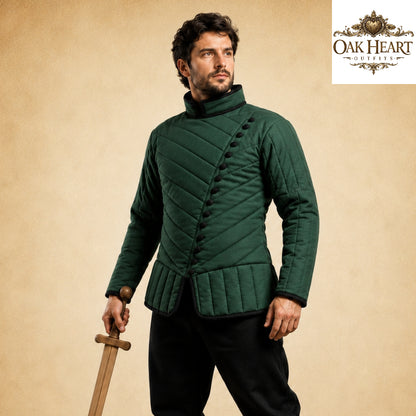Medieval Asymmetrical Gambeson – Quilted Padded Armor Jacket for LARP