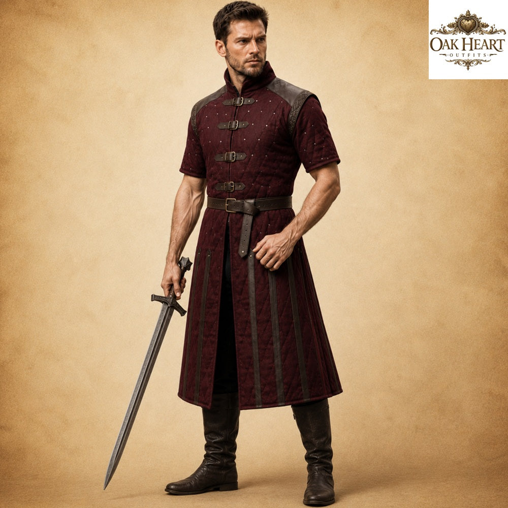 Half Sleeve Medieval Gambeson – Quilted Arming Coat for LARP, SCA & Ren Faire