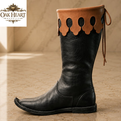 Medieval Leather Boots, Viking LARP Footwear, Renaissance Faire Boots,