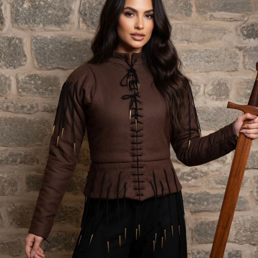 Yellow Lace-Up Medieval Archer Top – Viking Gambeson for LARP, Ren Faire & Reenactment