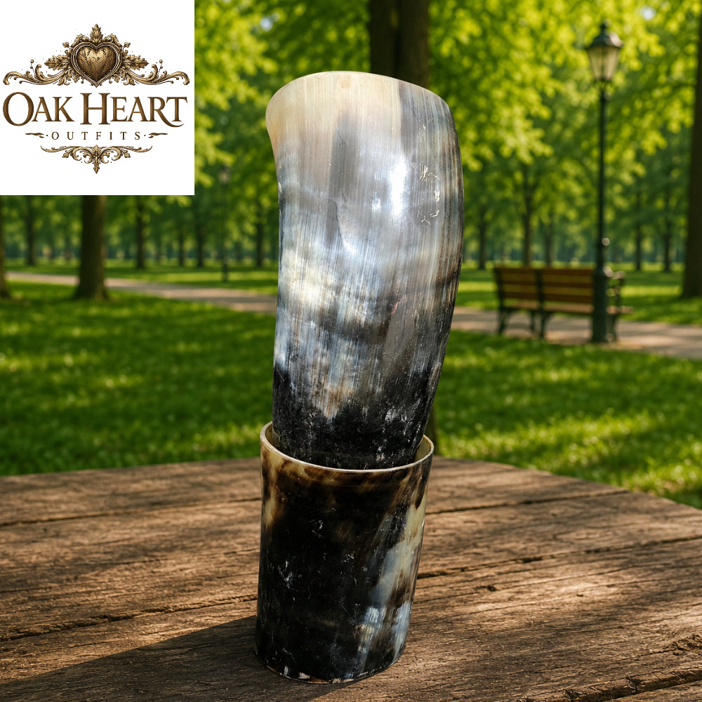 Medieval Viking Horn Mug Set – Handmade Natural Drinking Horn