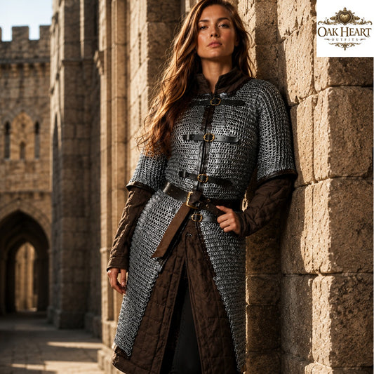 Medieval Dark Gray Aluminum Chainmail Hauberk – 9MM Flat Ring Halloween Costume