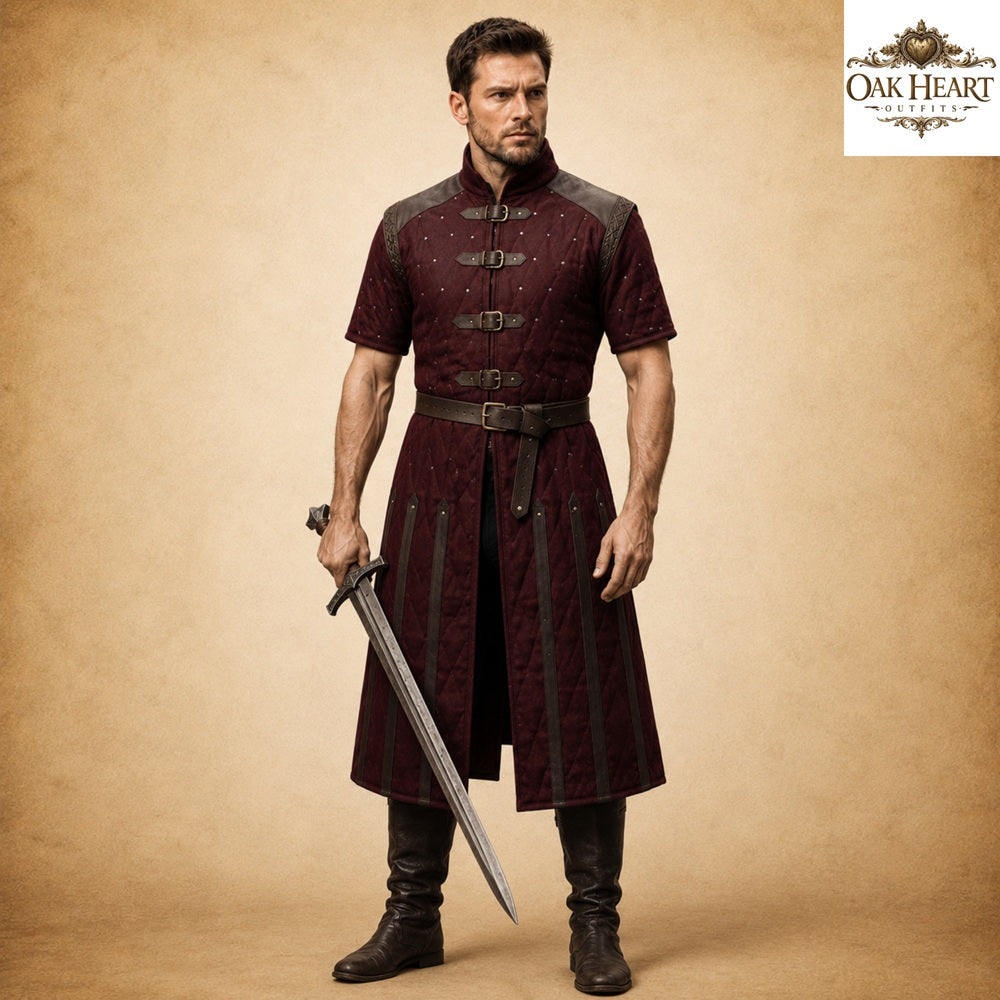 Half Sleeve Medieval Gambeson – Quilted Arming Coat for LARP, SCA & Ren Faire