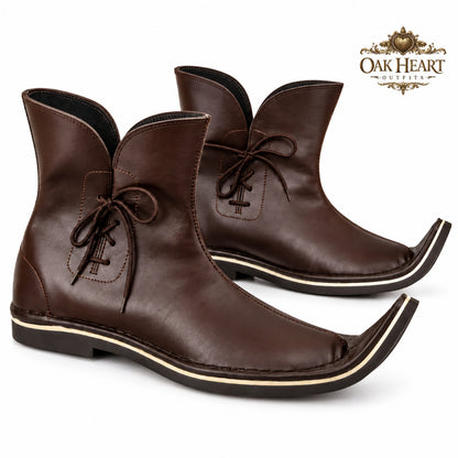 Medieval Leather Boots for Men | Renaissance LARP Boots | Fantasy Pointed Toe Ankle