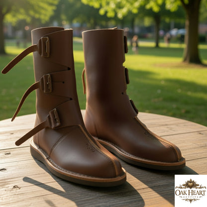 Renaissance Leather Ankle Boots – Handmade Medieval Shoes for LARP & Cosplay