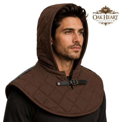 Renaissance Cotton Hood | Medieval Quilted Hooded Collar for LARP, Cosplay & Ren Faire