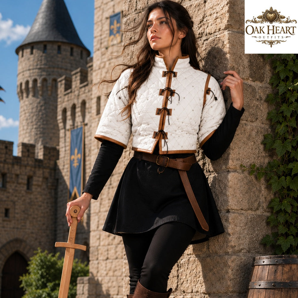 Witcher Cotton Gambeson for Women – Quilted Padded Vest, Medieval Armor