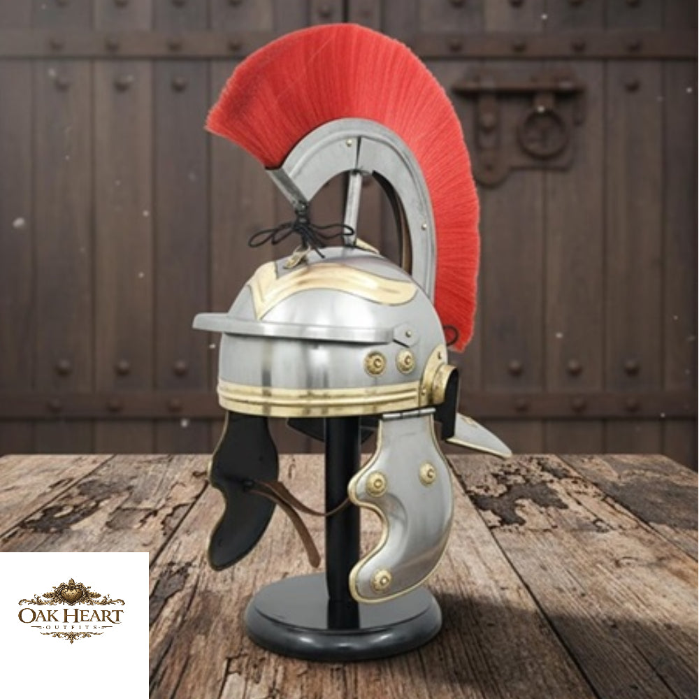 Roman Centurion Helmet Red Plume With Display Stand , New Year Gift