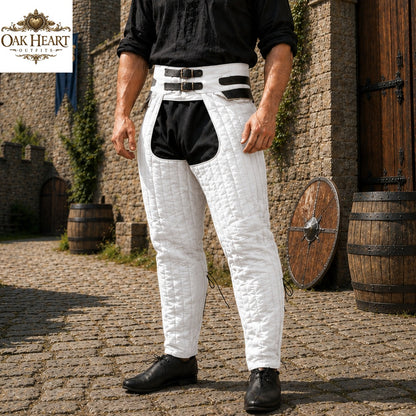 Medieval Padded Chausses Cotton Leggings with Arming Belt | SCA Armor | HEMA