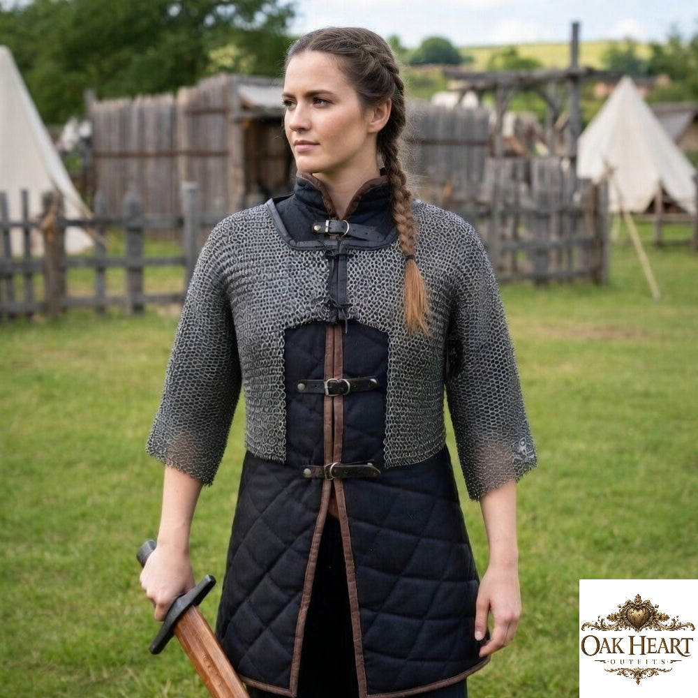 Medieval Chainmail Half Hauberk 9mm Riveted Mail Shirt Knight Armor LARP Cosplay